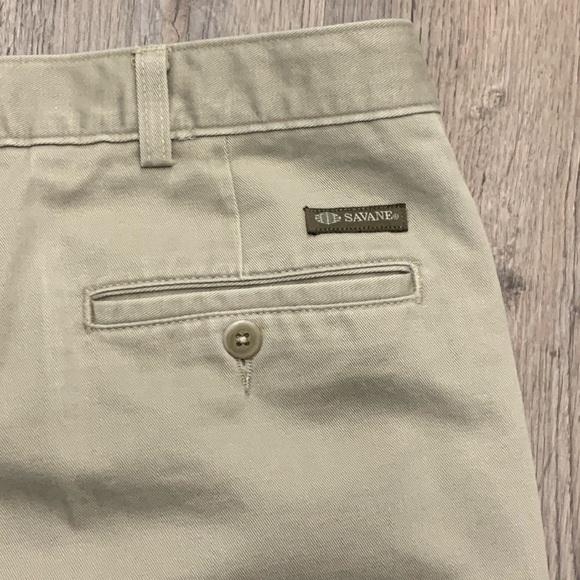 Savane Men’s Pleated Chino Pants Trousers Khaki with Cuffs 38 x 31 Office Preppy - Picture 7 of 13